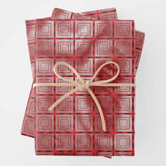 Modern rood geometrisch patroon en bordeaux marmer inpakpapier vel (In situ)