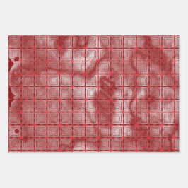 Modern rood geometrisch patroon en bordeaux marmer inpakpapier vel