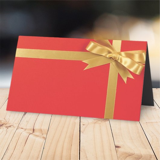 Modern rood geschenk met gouden boog | Vakantie