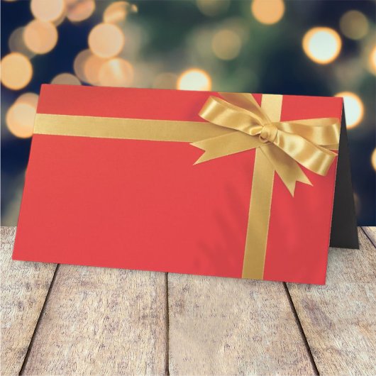 Modern rood geschenk met gouden boog | Vakantie