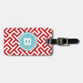 Modern rood Grieks zeer belangrijk geometrisch Bagagelabel (Voorkant horizontaal)