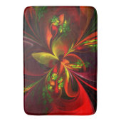 Modern rood groen bloemig Abstract kunstpatroon #0 Badmat (Voorkant Verticaal)