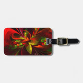 Modern rood groen bloemig Abstract kunstpatroon #0 Bagagelabel (Voorkant horizontaal)