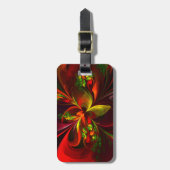 Modern rood groen bloemig Abstract kunstpatroon #0 Bagagelabel (Voorkant verticaal)