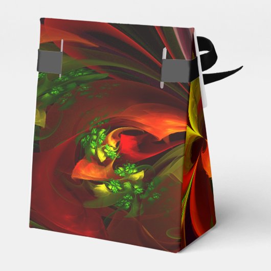 Modern rood groen bloemig Abstract kunstpatroon #0 Bedankdoosjes (Achterkant)