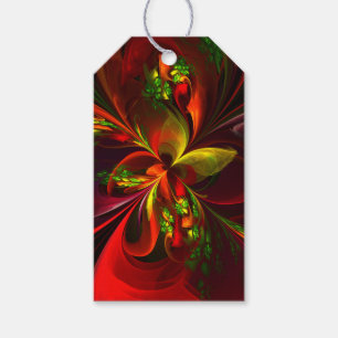 Modern rood groen bloemig Abstract kunstpatroon #0 Cadeaulabel