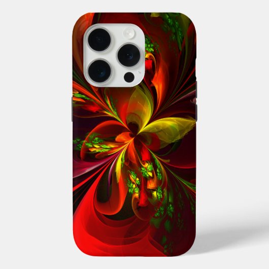 Modern rood groen bloemig Abstract kunstpatroon #0 Case-Mate iPhone Case (Achterkant)