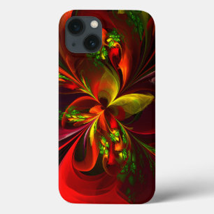 Modern rood groen bloemig Abstract kunstpatroon #0 iPhone 13 Hoesje
