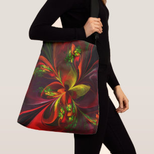 Modern rood groen bloemig Abstract kunstpatroon #0 Crossbody Tas