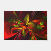 Modern rood groen bloemig Abstract kunstpatroon #0 Deurmat (Voorkant)