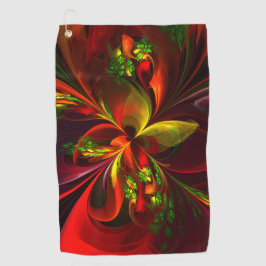 Modern rood groen bloemig Abstract kunstpatroon #0 Golfhanddoek
