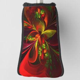 Modern rood groen bloemig Abstract kunstpatroon #0 Golfheadcover