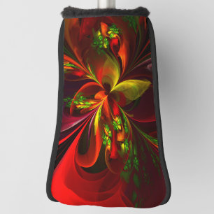 Modern rood groen bloemig Abstract kunstpatroon #0 Golfheadcover