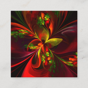 Modern rood groen bloemig Abstract kunstpatroon #0 Informatiekaartje