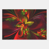 Modern rood groen bloemig Abstract kunstpatroon #0 Inpakpapier Vel (Voorkant 3)