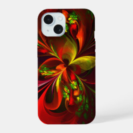 Modern rood groen bloemig Abstract kunstpatroon #0 iPhone 15 Hoesje