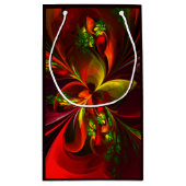 Modern rood groen bloemig Abstract kunstpatroon #0 Klein Cadeauzakje (Achterkant)