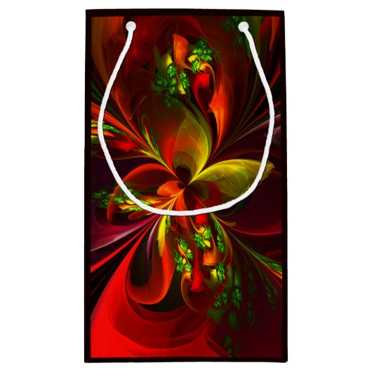 Modern rood groen bloemig Abstract kunstpatroon #0 Klein Cadeauzakje (Achterkant)