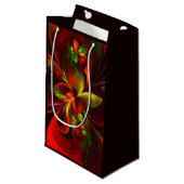 Modern rood groen bloemig Abstract kunstpatroon #0 Klein Cadeauzakje (Voorkant Gekanteld)