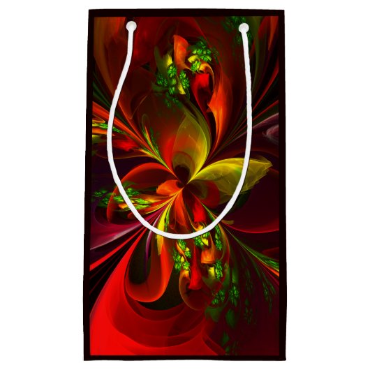 Modern rood groen bloemig Abstract kunstpatroon #0 Klein Cadeauzakje (Voorkant)