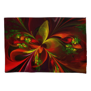 Modern rood groen bloemig Abstract kunstpatroon #0 Kussensloop