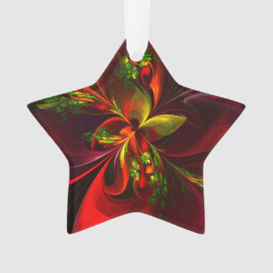 Modern rood groen bloemig Abstract kunstpatroon #0 Ornament