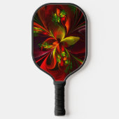 Modern rood groen bloemig Abstract kunstpatroon #0 Pickleball Paddle (Voorkant)