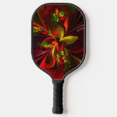 Modern rood groen bloemig Abstract kunstpatroon #0 Pickleball Paddle (Achterkant)