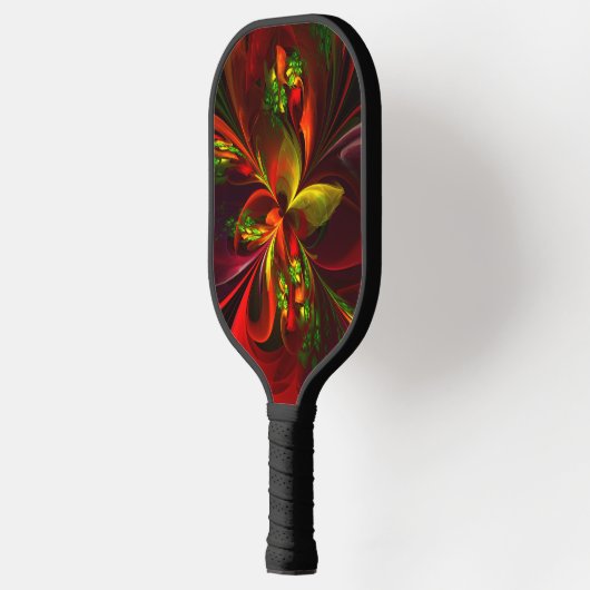 Modern rood groen bloemig Abstract kunstpatroon #0 Pickleball Paddle (Links)