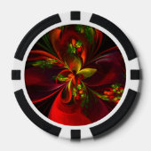 Modern rood groen bloemig Abstract kunstpatroon #0 Poker Chips (Voorkant)