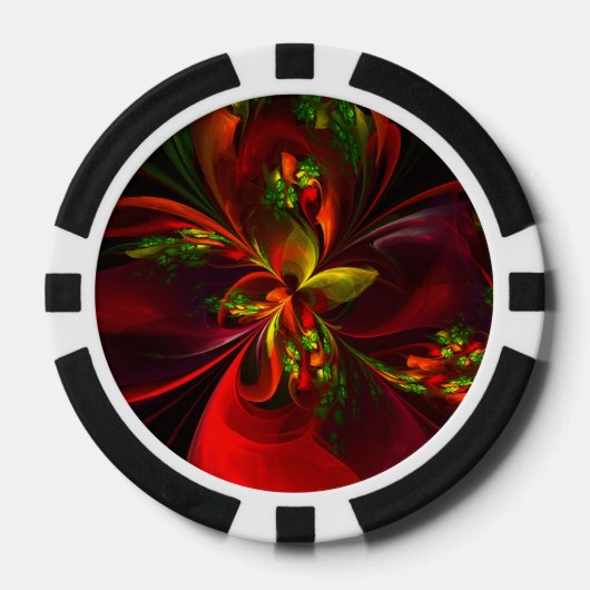 Modern rood groen bloemig Abstract kunstpatroon #0 Poker Chips (Voorkant)