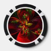 Modern rood groen bloemig Abstract kunstpatroon #0 Poker Chips (Achterkant)