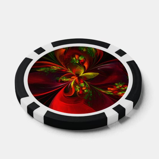 Modern rood groen bloemig Abstract kunstpatroon #0 Poker Chips (Enkel)