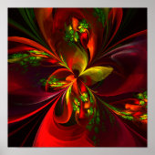 Modern rood groen bloemig Abstract kunstpatroon #0 Poster (Voorkant)