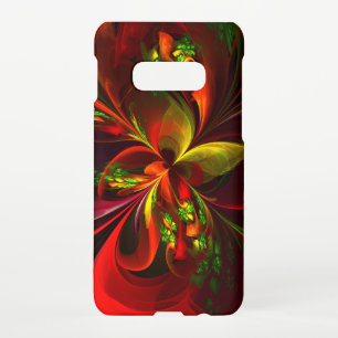 Modern rood groen bloemig Abstract kunstpatroon #0 Samsung Galaxy S10E Hoesje