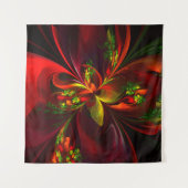 Modern rood groen bloemig Abstract kunstpatroon #0 Wandkleed (Voorkant (horizontaal))