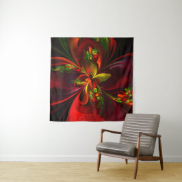 Modern rood groen bloemig Abstract kunstpatroon #0 Wandkleed