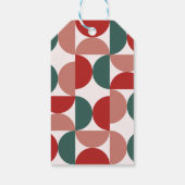 Modern rood & groen Kerst geometrisch patroon Cadeaulabel (Achterkant)