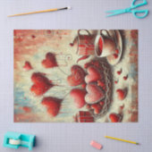 Modern Rood Hart Geschilderd Tissuepapier (Craft)