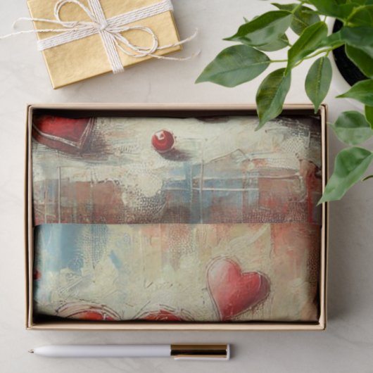 Modern Rood Hart Geschilderd Tissuepapier (Geschenk)