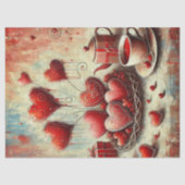 Modern Rood Hart Geschilderd Tissuepapier (Voorkant)