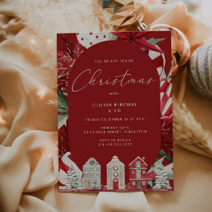 Modern rood kerstfeest kaart