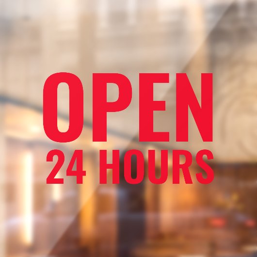 Modern Rood Open 24 Uur Venster Cling Raamsticker (Vel 2)