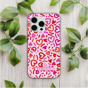 Modern Rood Roze Paarse Romantische Liefde Hart Pa iPhone 15 Pro Max Hoesje