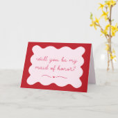 Modern Rood & Roze Trendy Maid of Honor Voorstel Kaart (Gele Bloem)
