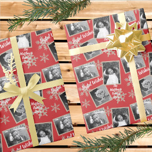 Modern Rood Rustiek Patroon 3 van de Sneeuwvlok Cadeaupapier