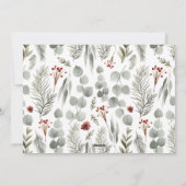 Modern rood script botanische foto kerst feestdagenkaart (Achterkant)