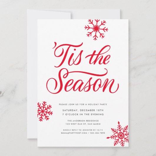 Modern rood script 'Dit is het seizoen kerstfeest Kaart (Voorkant)