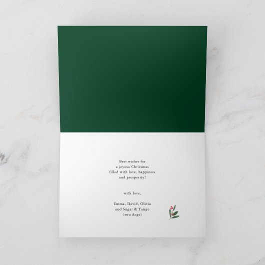 Modern rood script groen bulal festive feestdagen kaart (Binnen)