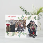 Modern rood script groen bulal festive feestdagenkaart (Staand voorkant)